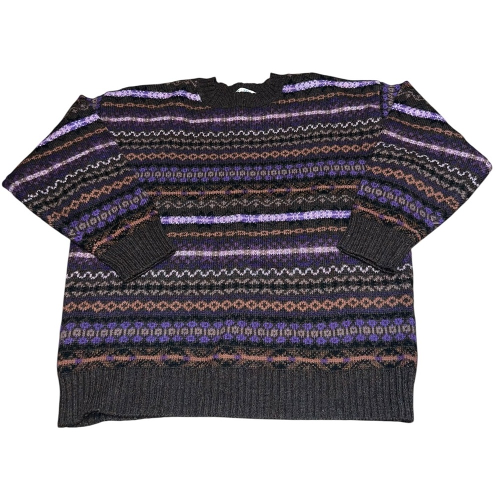VTG Women’s Cambridge Dry Goods Shetland Wool Sweater Geometric Large